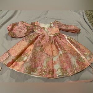 Rare editions- rose gold jacquard dress in size 5